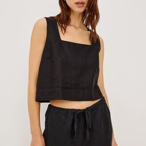 Rails Akira Black Square Neck Sleeveless Crop Top